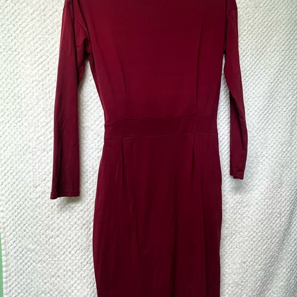 Pretty Garden Womens Dress Fitted Style Chic Burgundy Mini Dress Pockets Medium - Picture 6 of 7